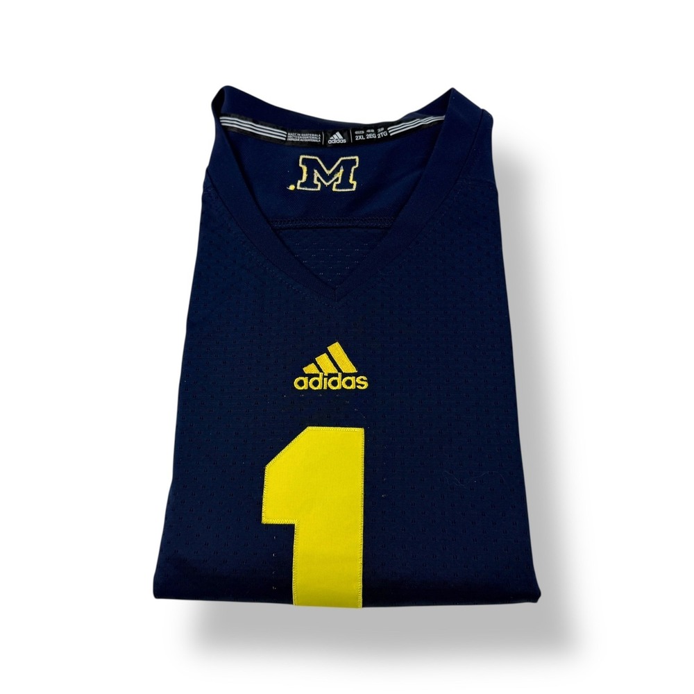 Adidas Michigan Wolverines Football Jersey Number 1 Navy Blue Men's Size‎ 2XL